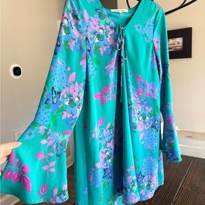 Collective Concepts Teal and Floral Dress